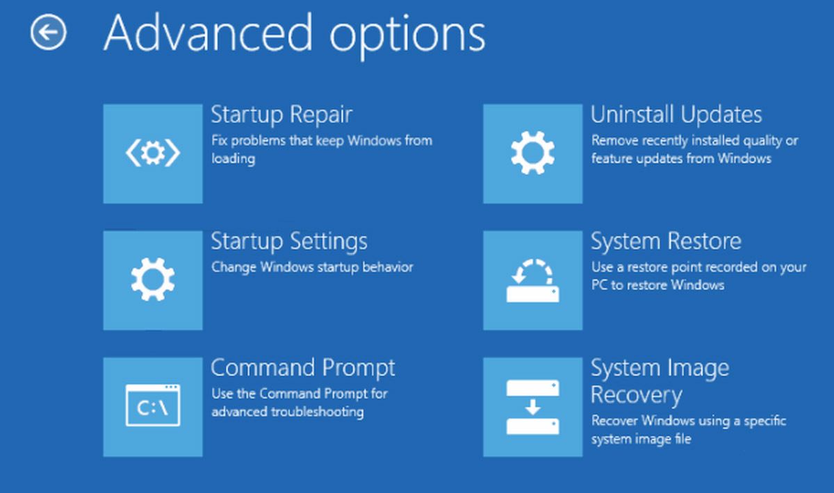 Windows advanced repair options