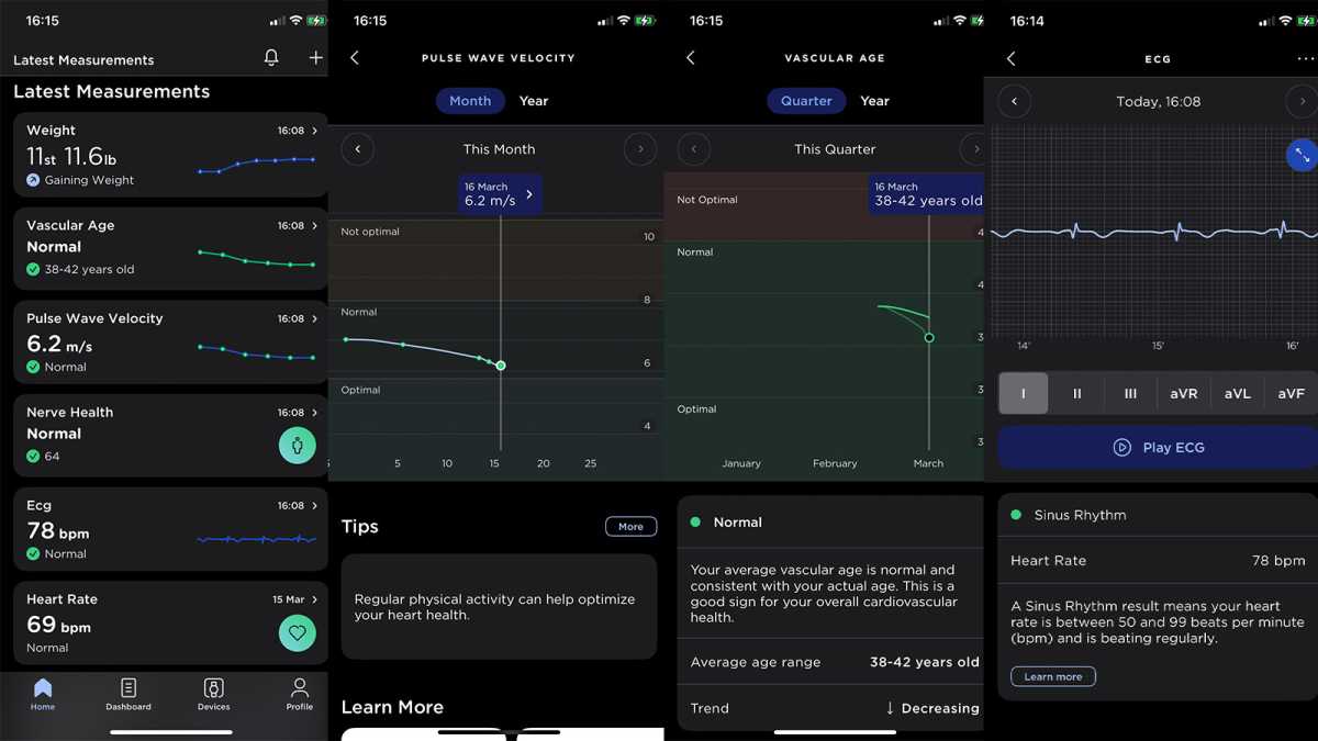 Withings Health Mate heart health information