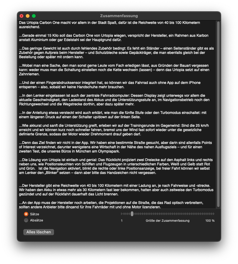 macOS Zusammenfassung vs. ChatGPT
