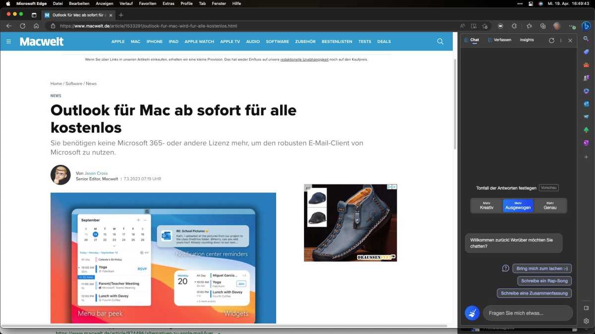 Edge und Bing auf dem Mac