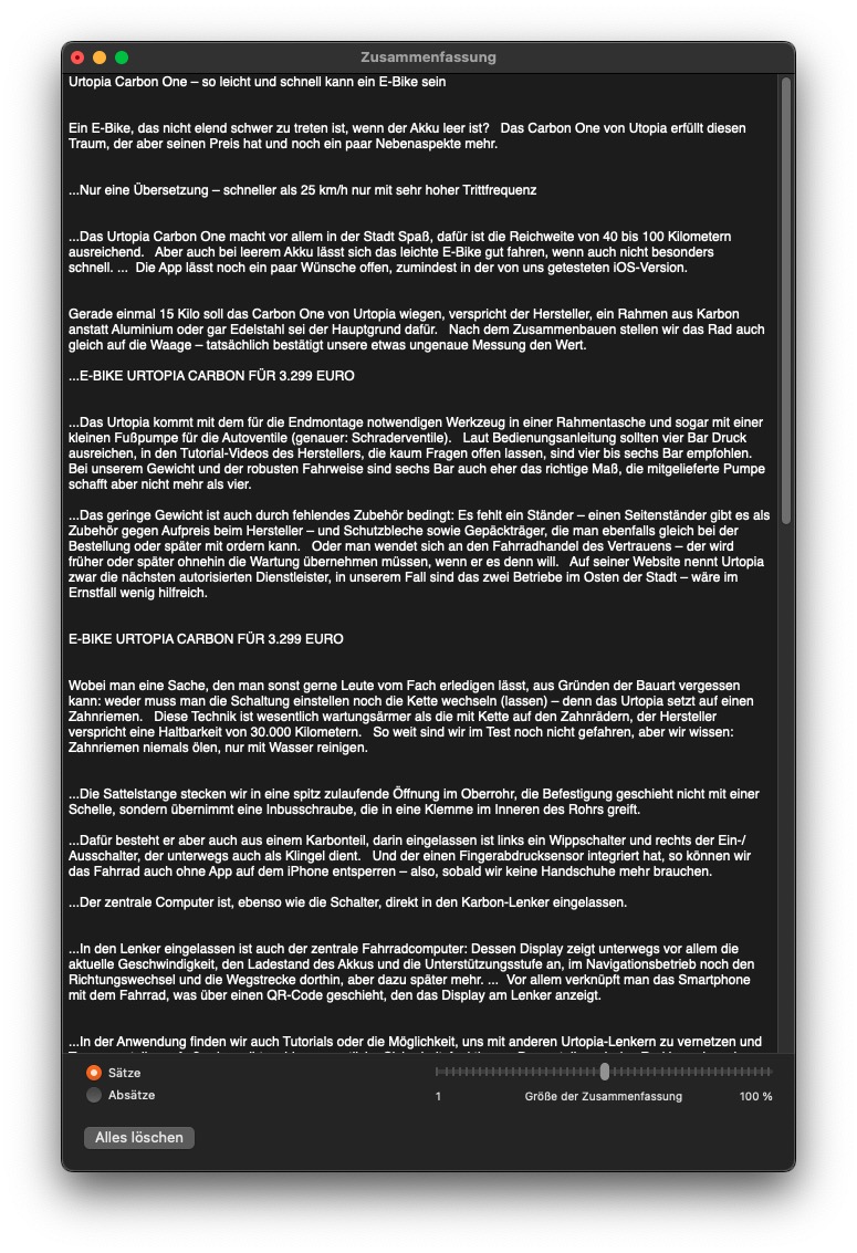 macOS Zusammenfassung vs. ChatGPT