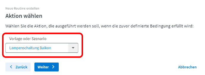Aktion wählen