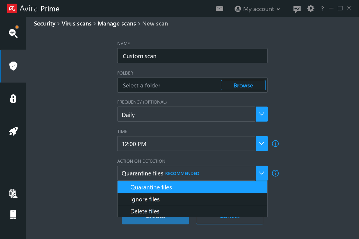 Avira Prime New Scan Screen