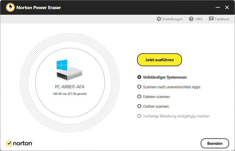 Der Norton Power Eraser findet und entfernt schwer zu entdeckende Malware, einschließlich Rootkits, Trojanern und anderen Bedrohungen. Er verwendet aggressive Methoden, um infizierte Dateien zu beseitigen.