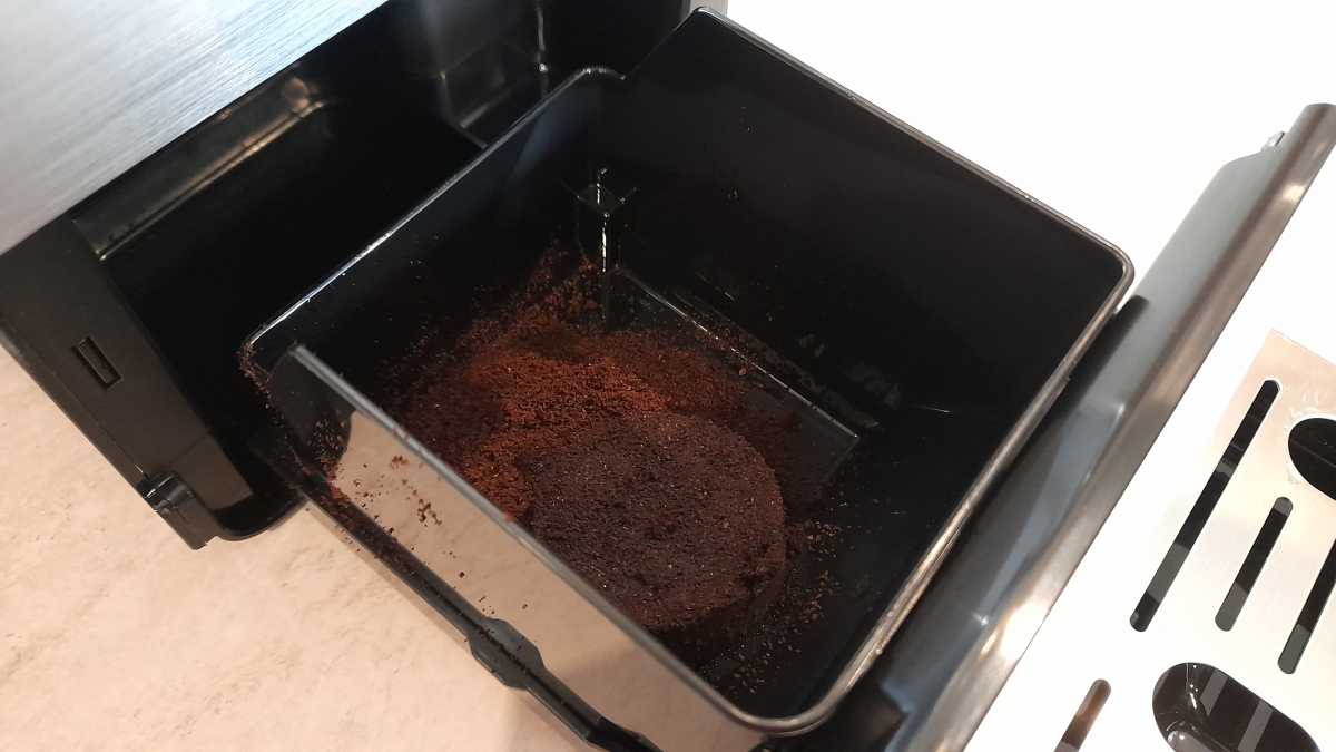 A close up of the Beko Bean to Cup grinds drawer
