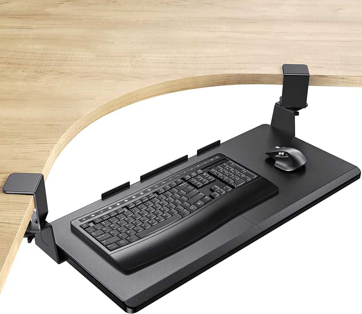 Corner desk keyboard tray