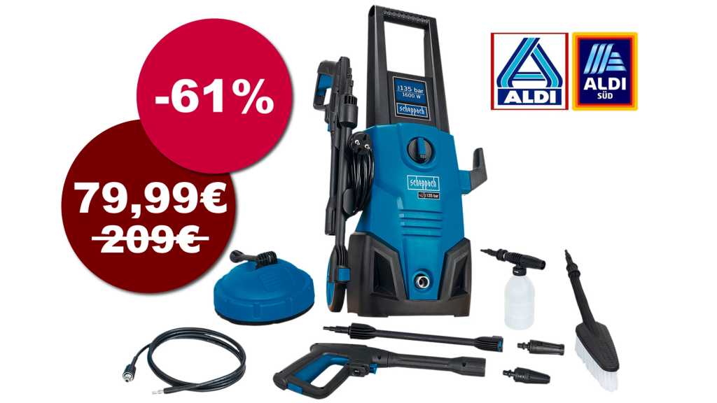 Image: Hochdruckreiniger fÃ¼r nur 79,99 statt 209 Euro im ALDI-Onlineshop
