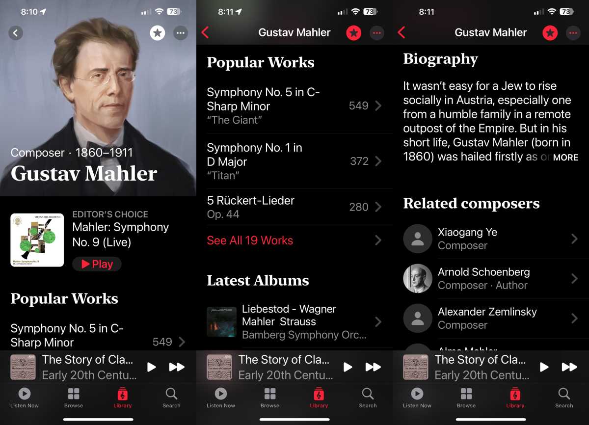 Apple Music Classical page for Gustav Mahler