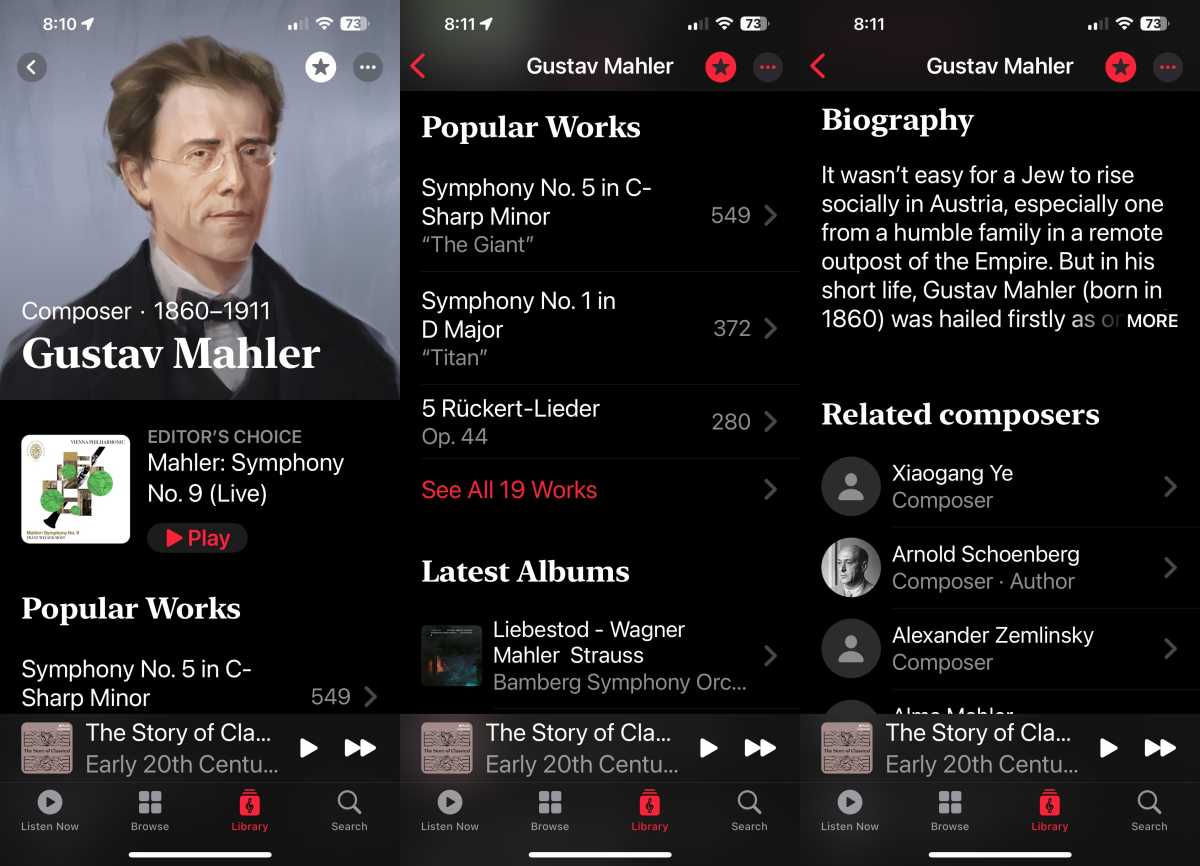 Page Apple Music Classic pour Gustav Mahler