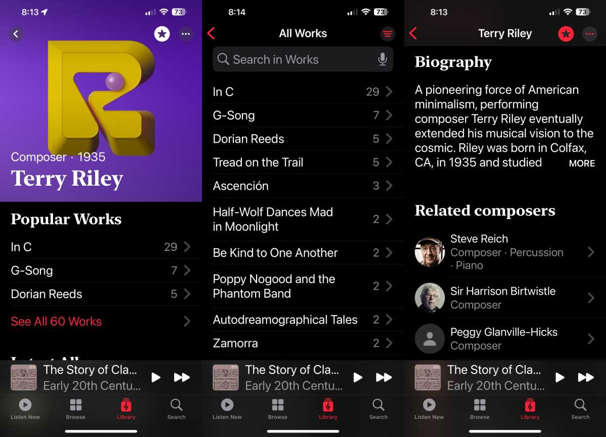Apple Music Classical page for Terry Riley