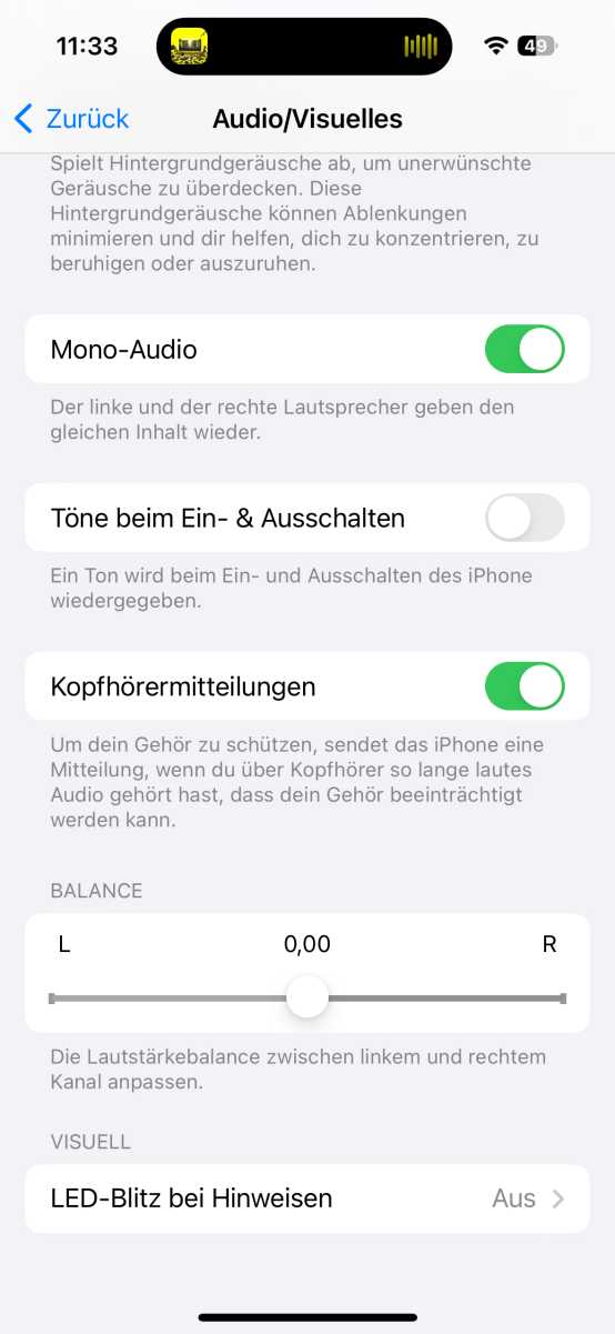 Airpods Einstellungen Balance Mono