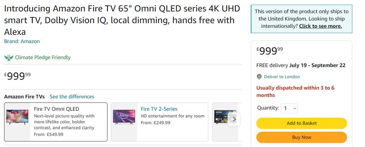 Amazon Fire TV Omni QLED availability
