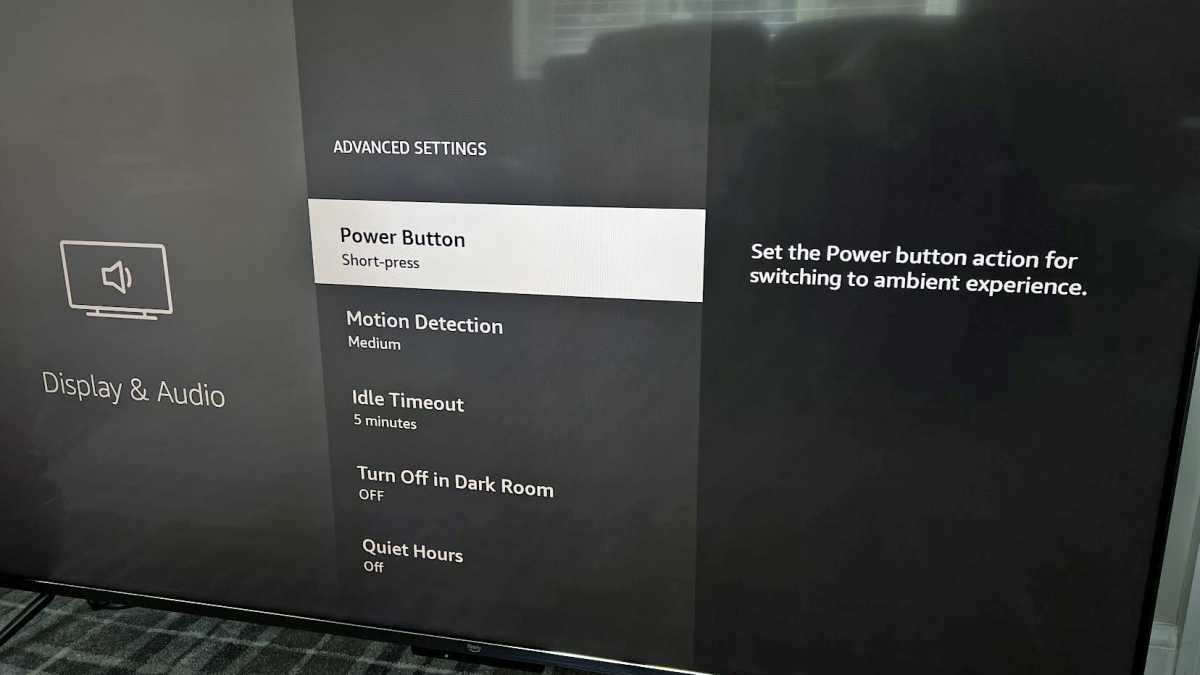 Amazon Fire TV Omni QLED 65 inch Ambient Experience Settings