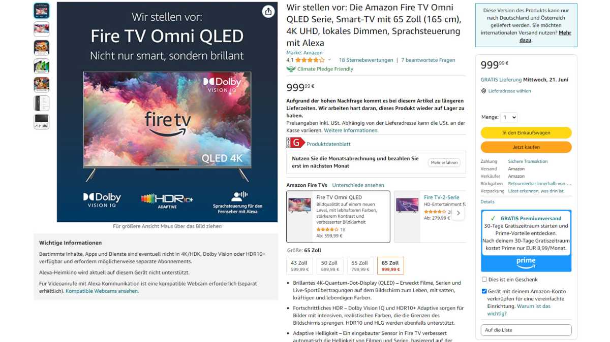 Amazon Omni QLED-Serie Anzeige
