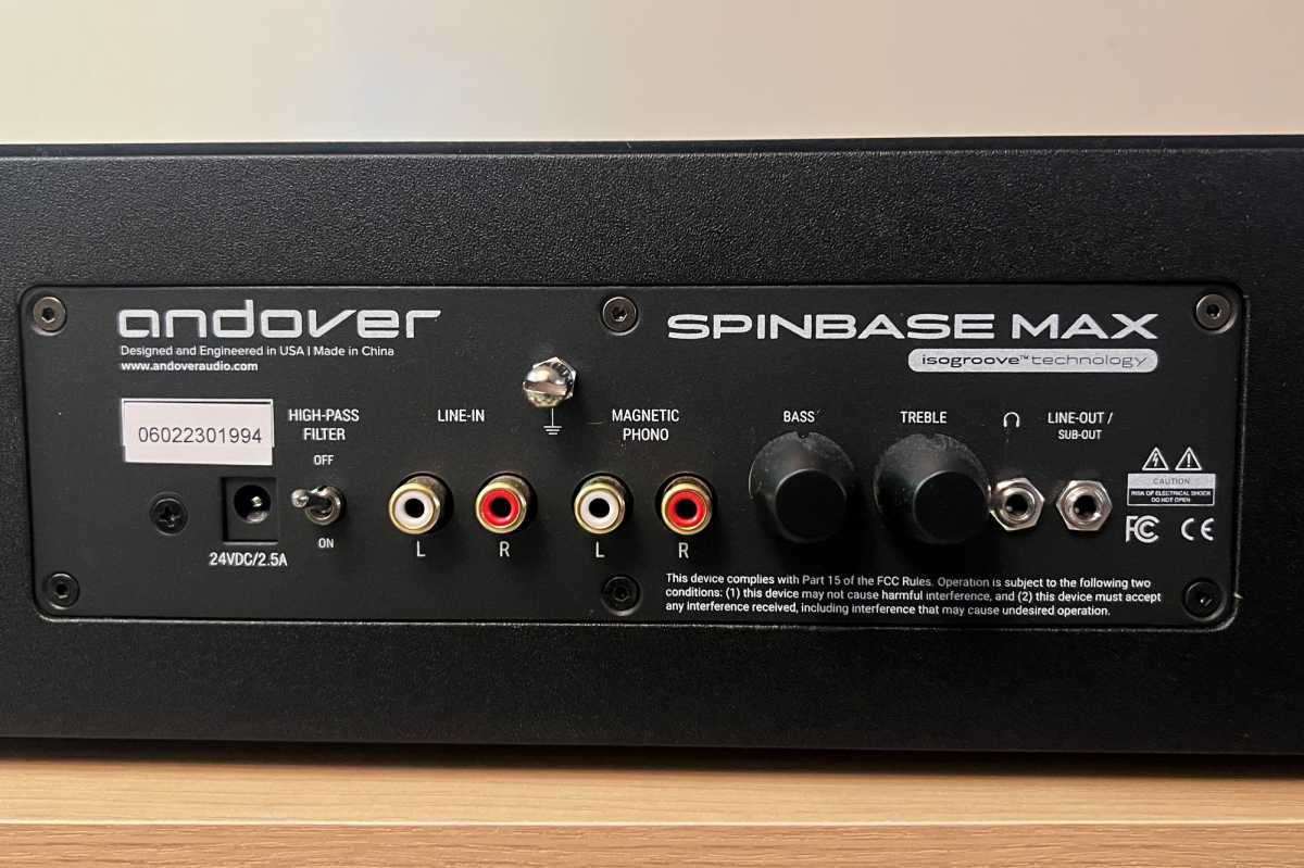 Andover Audio SpinBase Max rear panel