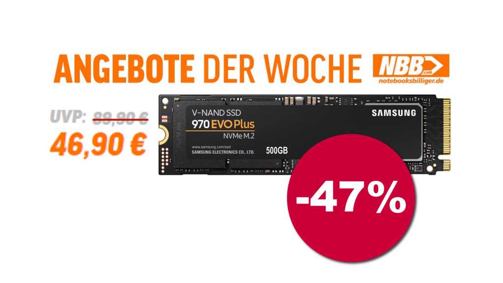 Image: Samsung 970 EVO Plus fÃ¼r nur 46,90 Euro â fast 50 % gÃ¼nstiger bei NBB