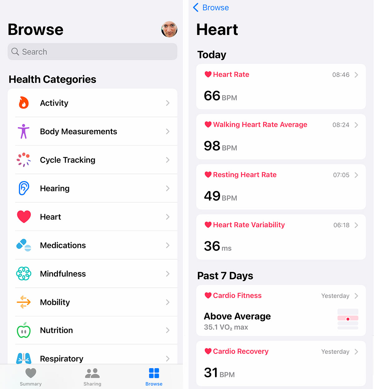 Apple Health app data