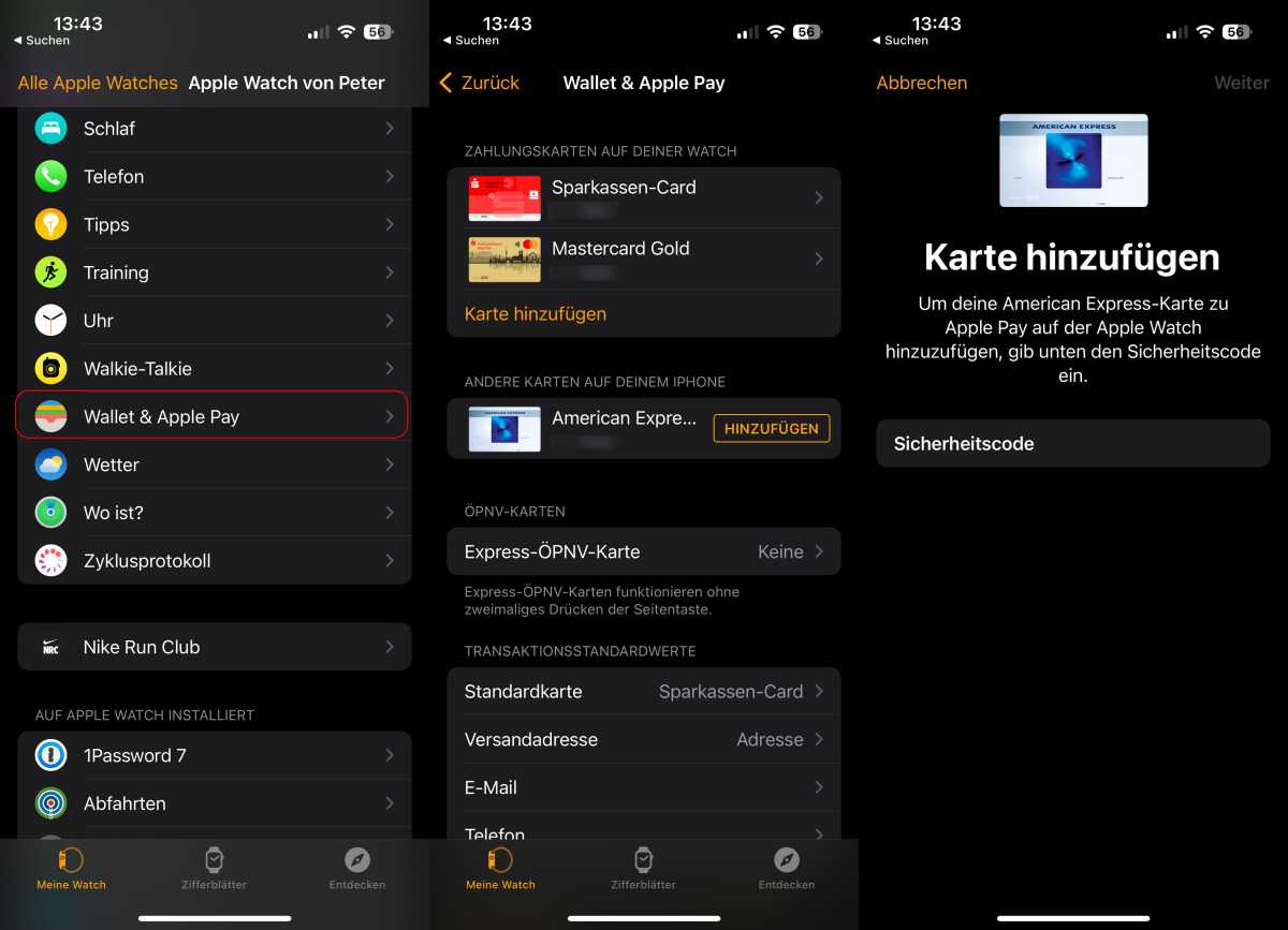 Apple Pay auf Apple Watch