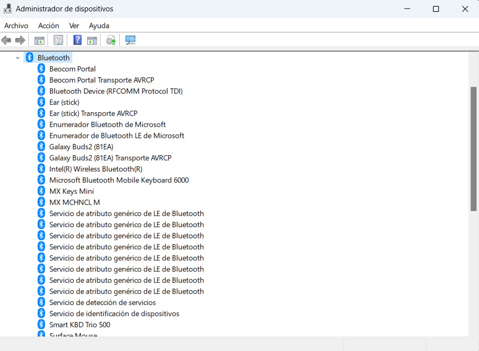 Bluetooth administrador de dispositivos