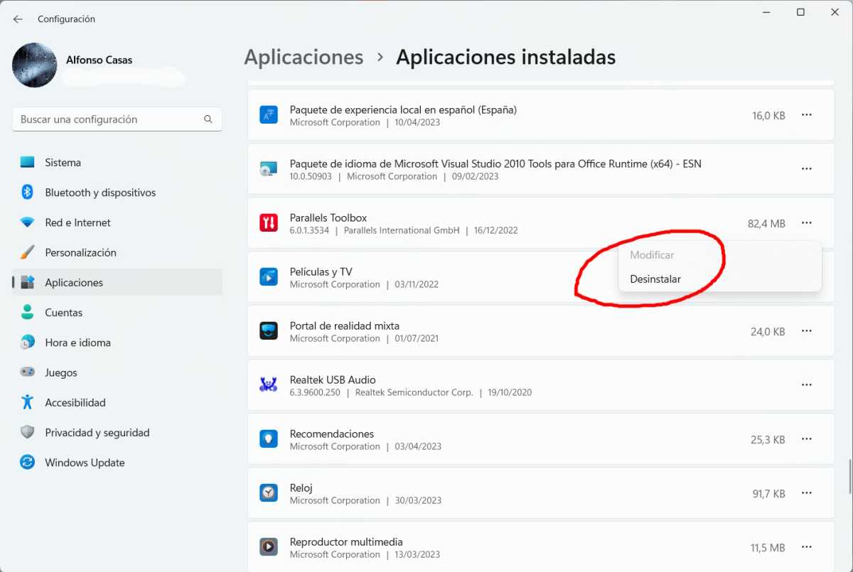 Windows 11 eliminar aplicaciones