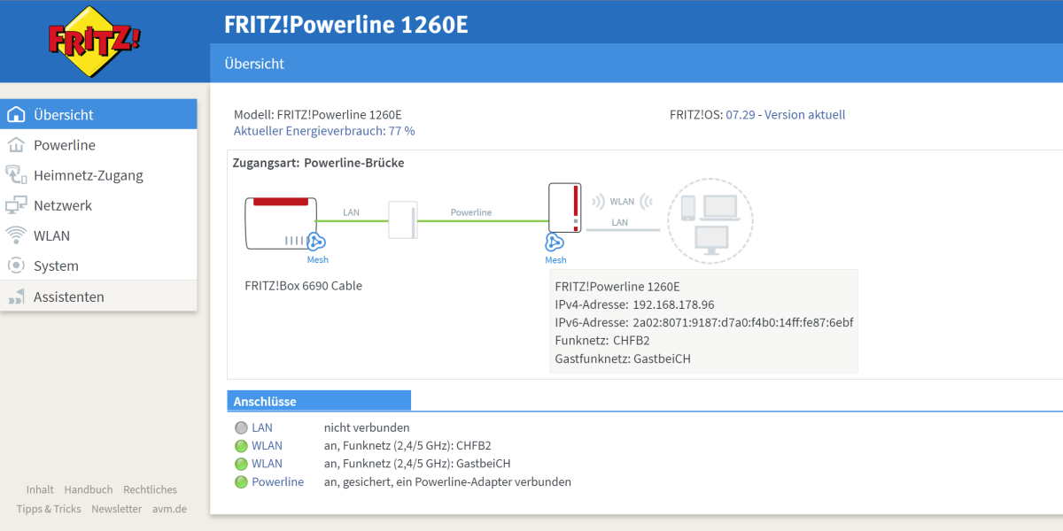 Fritz Powerline Verbindung