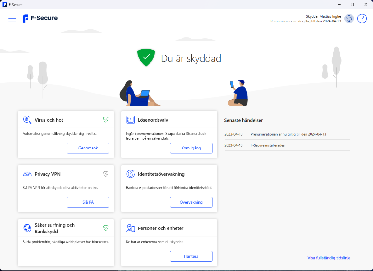 F-Secure Total Startsida
