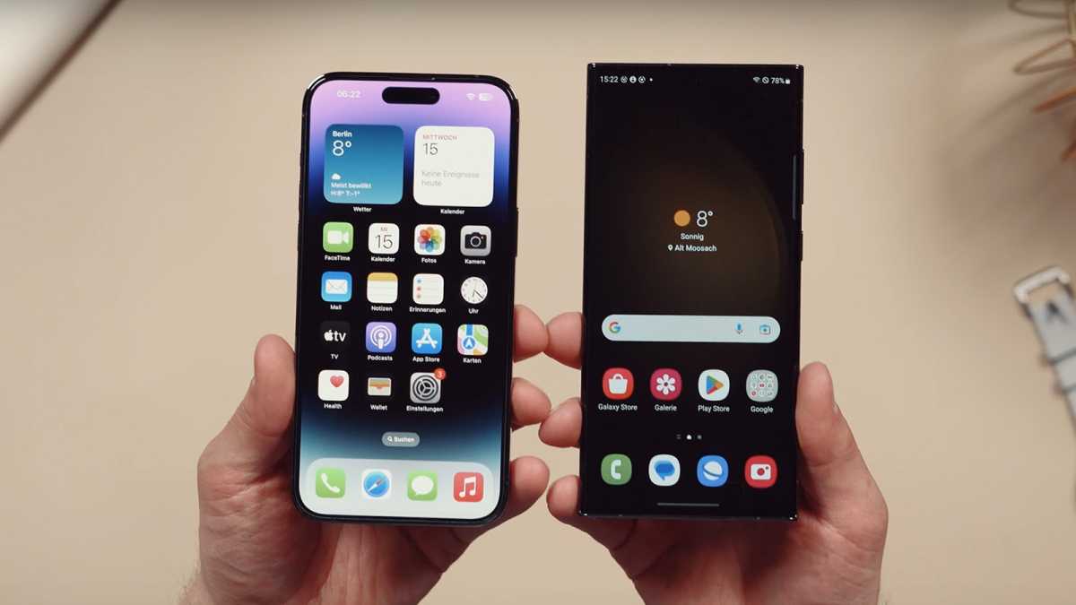 Galaxy S23 Ultra und iPhone 14 Pro Display-Vergleich