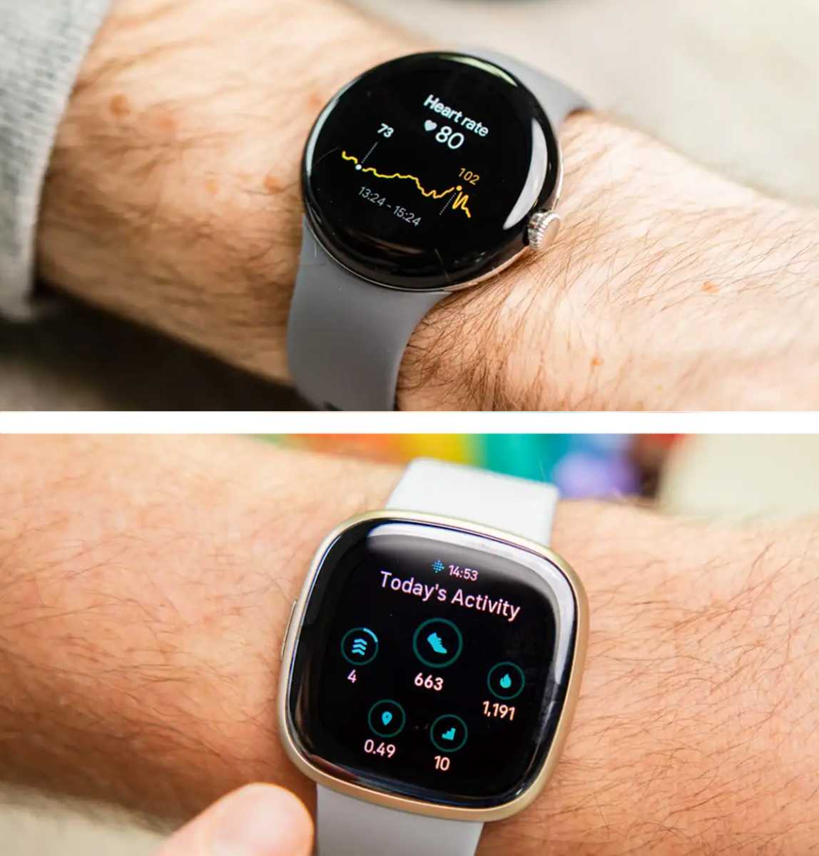 Google Pixel Watch and Fitbit Sense 2 smartwatches