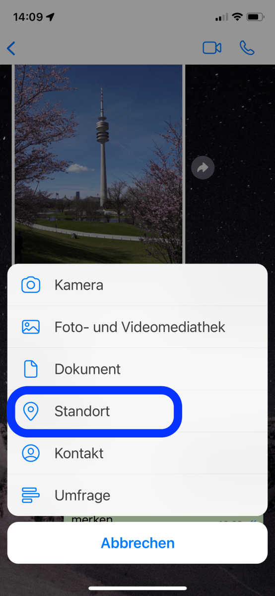 Standort per Whatsapp teilen