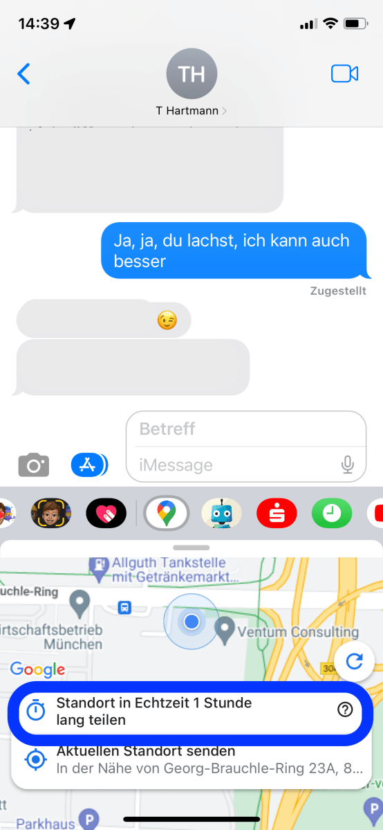 Standort des iPhones per Nachrichten teilen