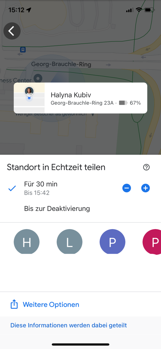 Standort per Google Maps teilen