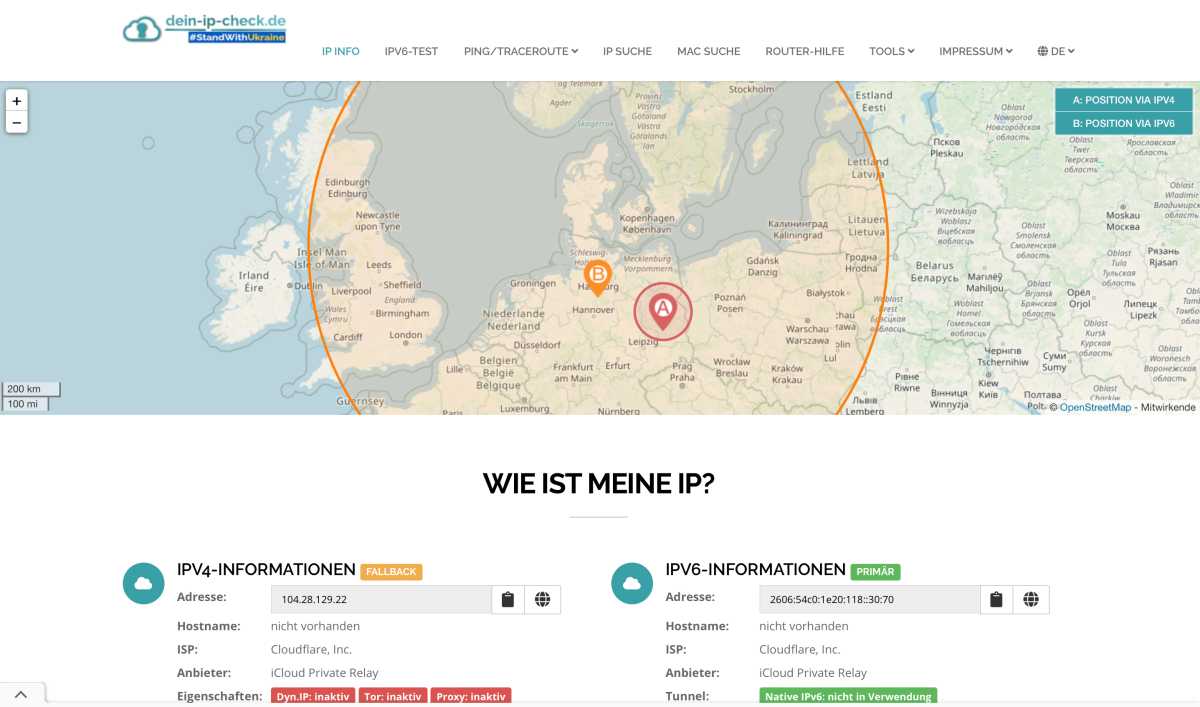 Nur Land und Zeitzone anzeigen