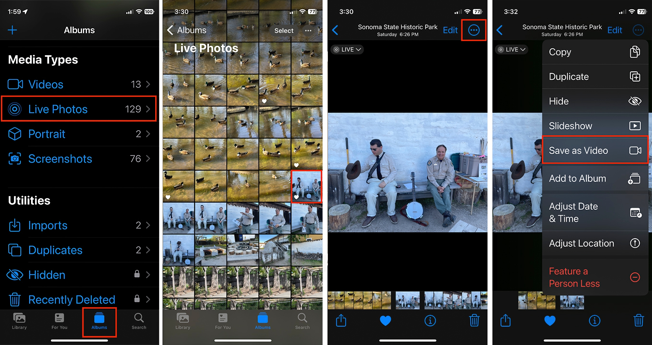 Live Photos Save as Video