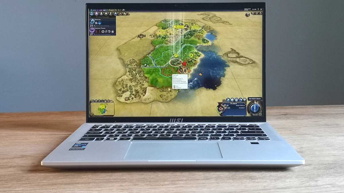 Portátil MSI Prestige 14 Evo (2023) ejecutando el juego Civ 6