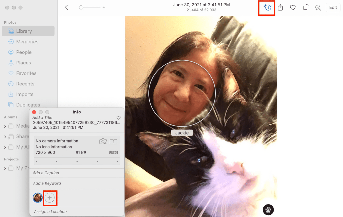 Cara mengenali hewan peliharaan sebagai manusia di Foto di Mac