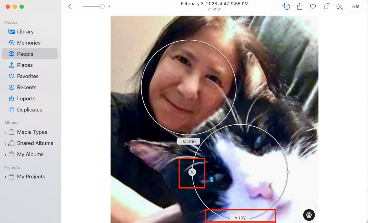 macOS Photos pet select