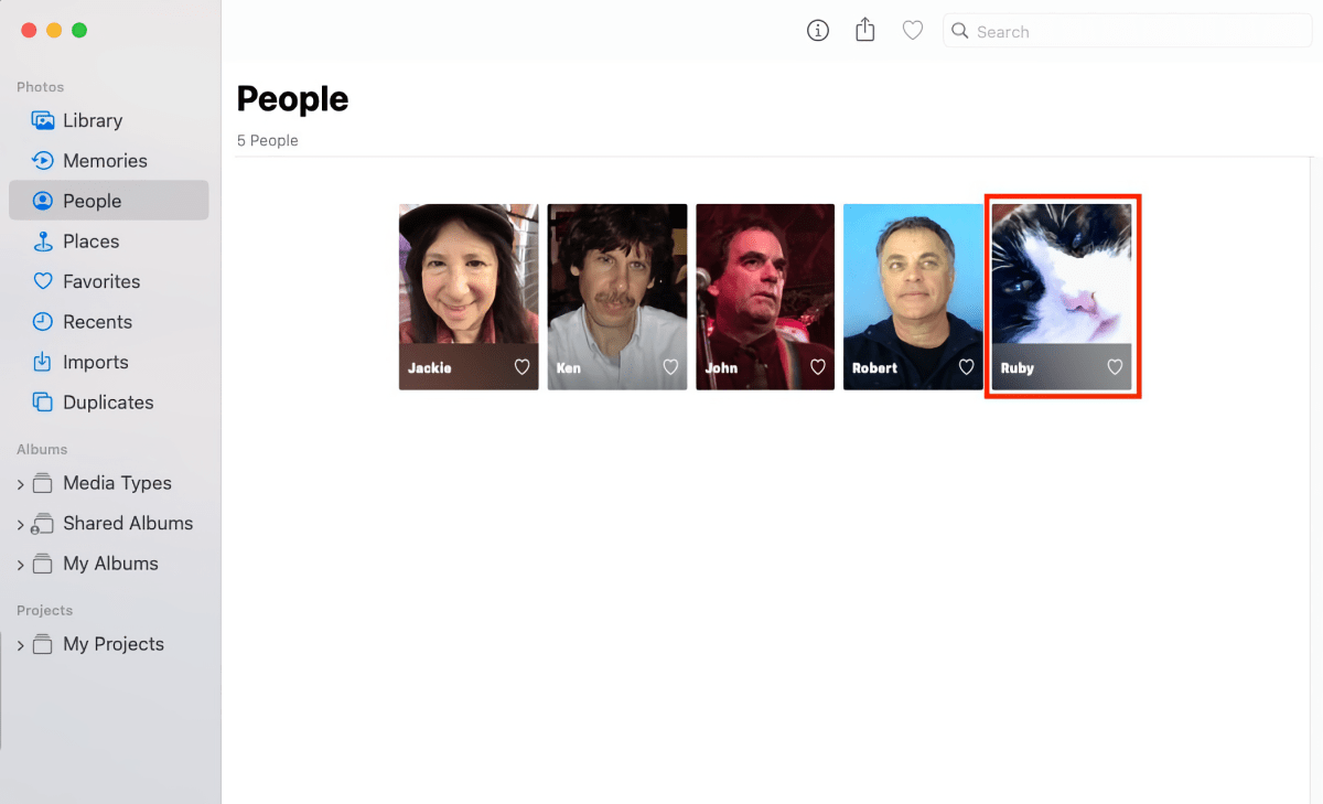 macOS Photos pet face
