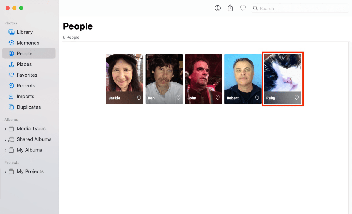 macOS Photos pet face 