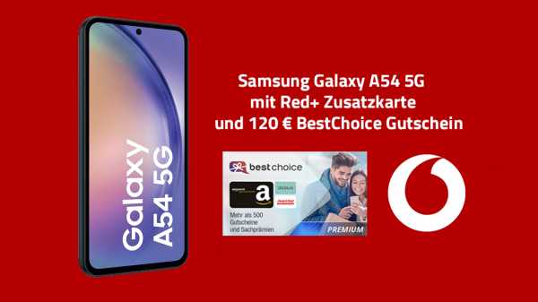 Image: FÃ¼r Vodafone-Kunden: Partnerkarte mit Galaxy A54 fÃ¼r 20 Euro/Monat plus 120-Euro-Gutschein geschenkt