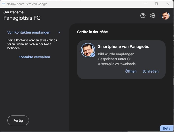 Inhalte lassen sich mit Nearby Share ganz einfach von Android zu Windows schicken