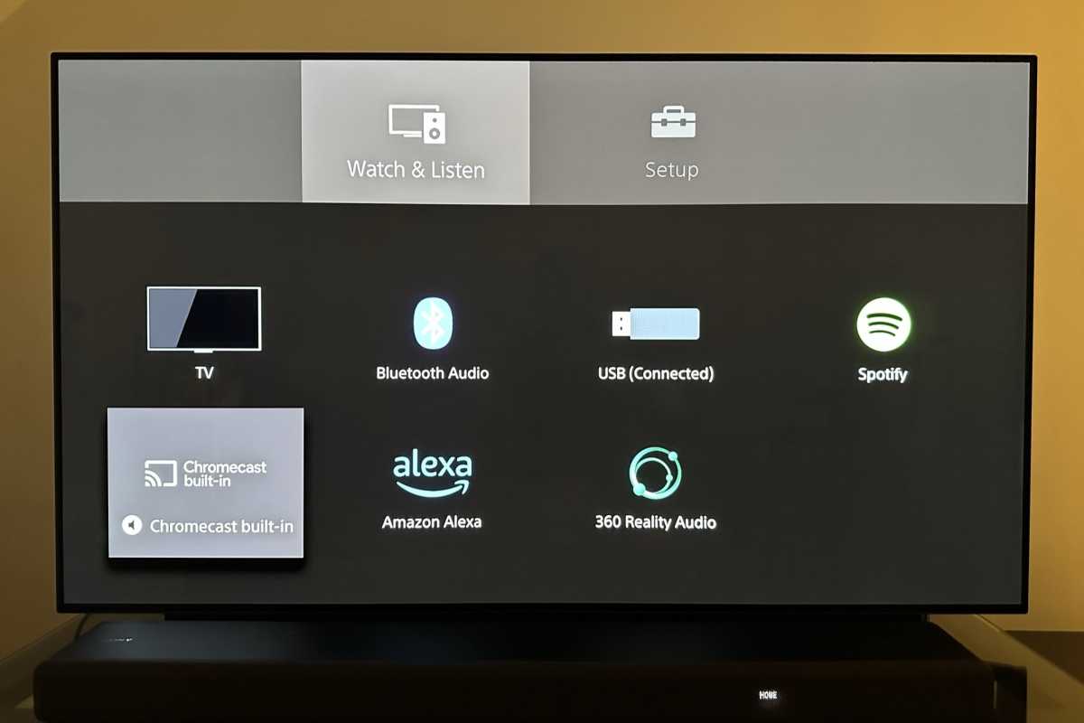 Sony HT-A3000 on-screen menu