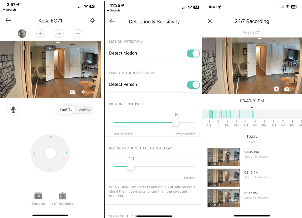 TP-Link Kasa EC71 app screenshots