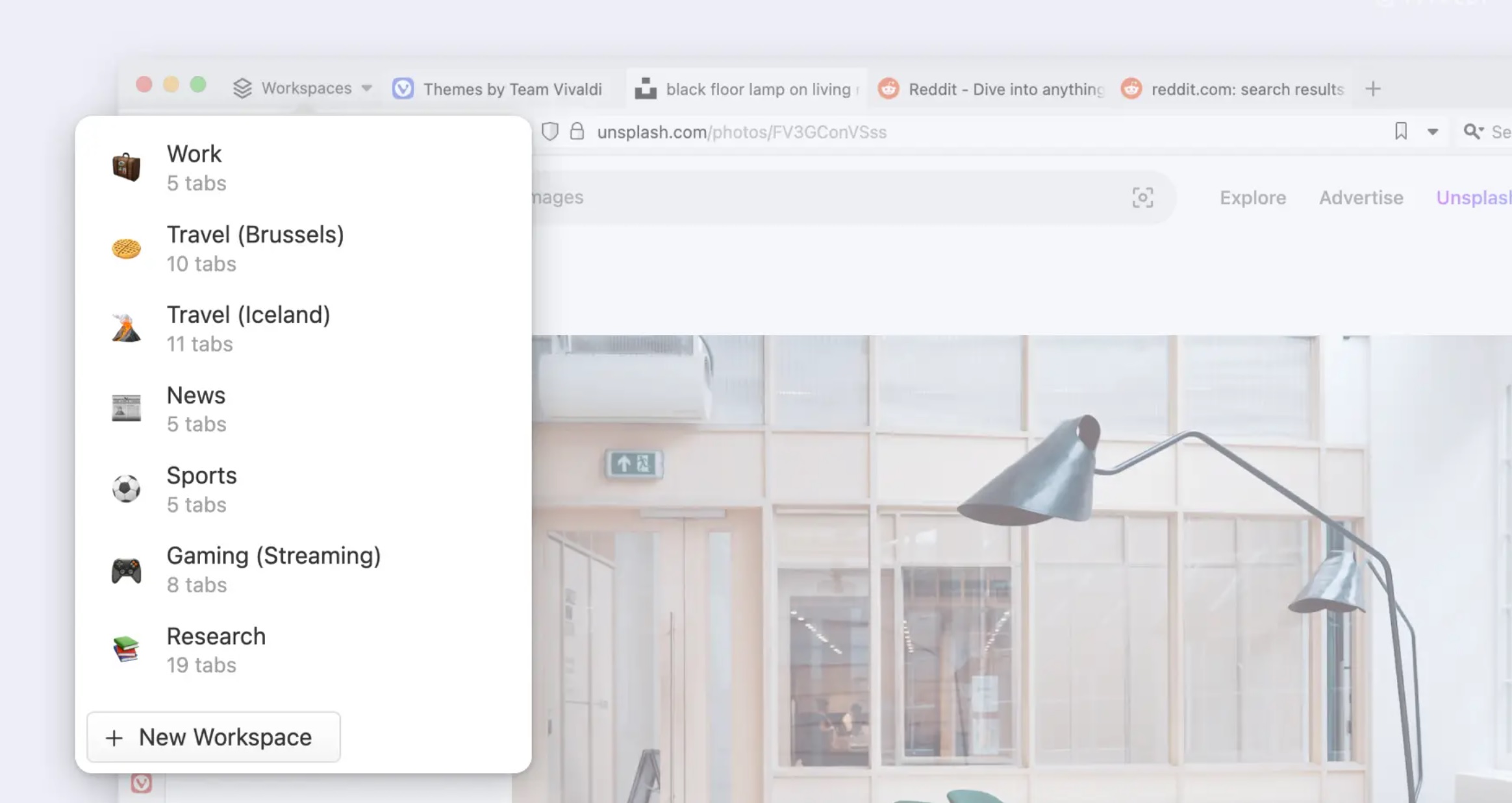 Vivaldi 6.0 workspace