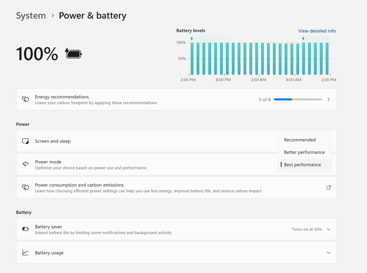 Thanh trượt hiệu suất Windows 11