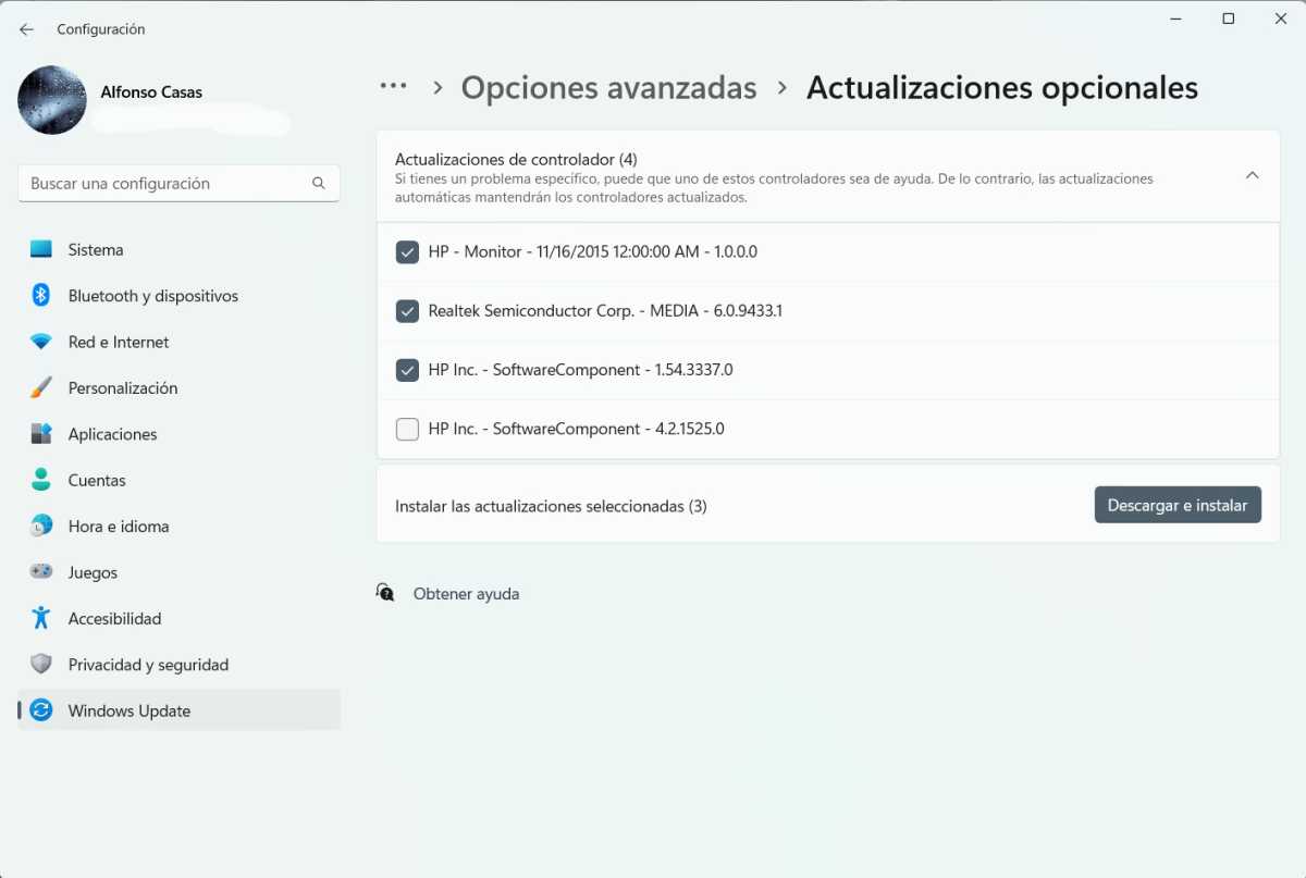 Windows 11 actualización driver sonido