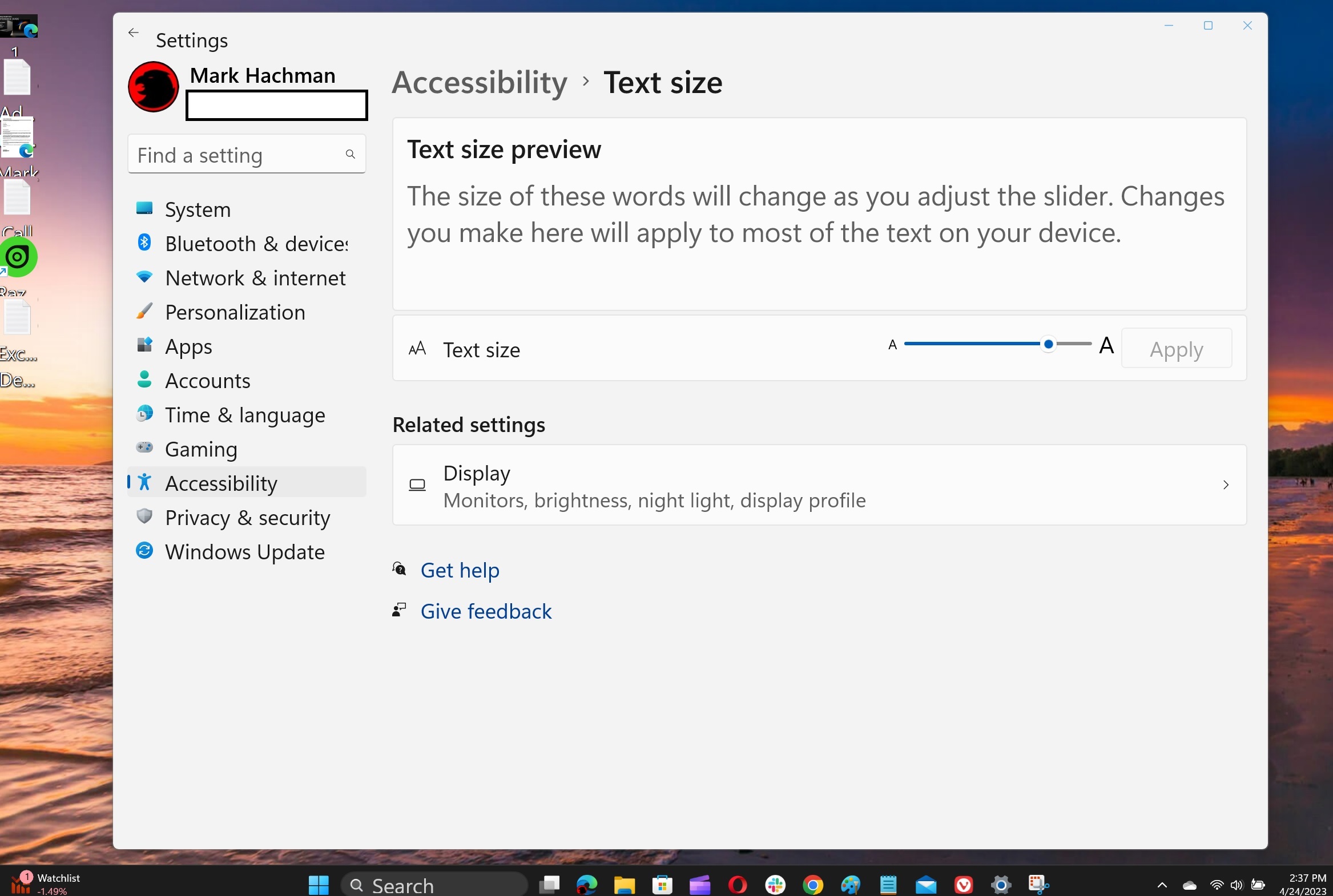 Windows 11 metin ölçeklendirme