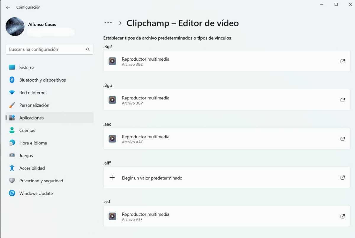 Windows 11 aplicación predeterminada por app