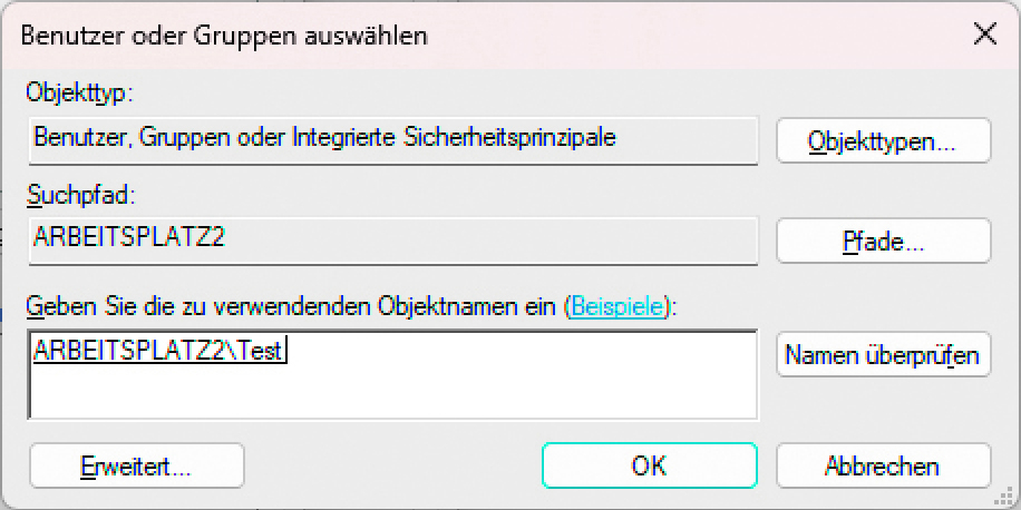 Benutzer oder Gruppen auswählen