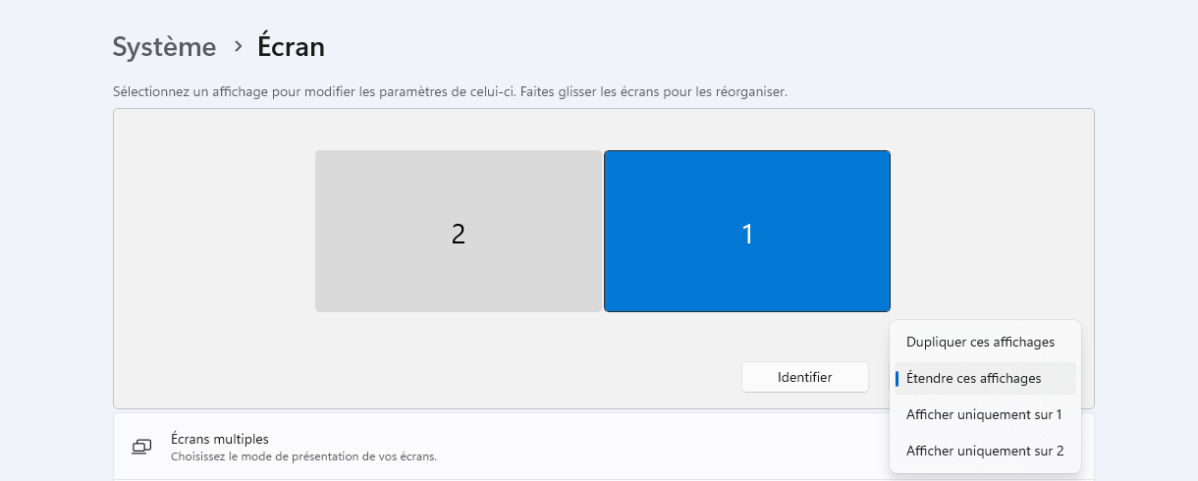 dupliquer bureau Windows sur deux écrans