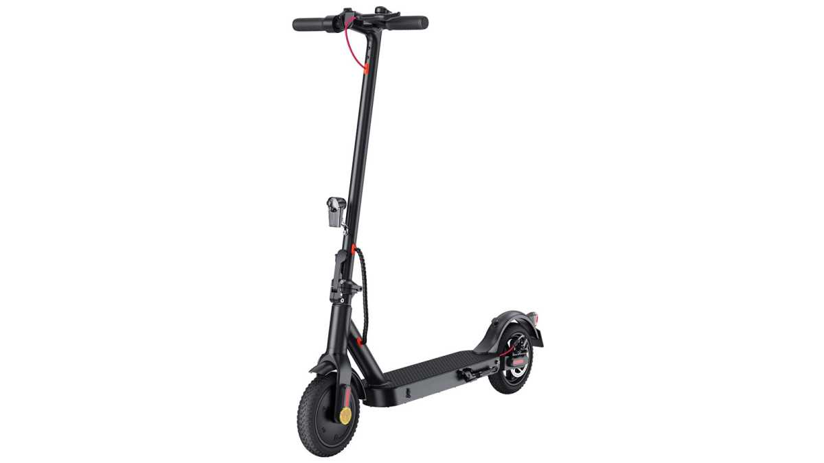 E 9 Pro E-Scooter mit doppeltem Stoßdämpfer und rutschfesten Gummireifen.